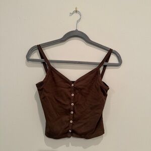 Brandy Melville Brown Button-Up Women's Top